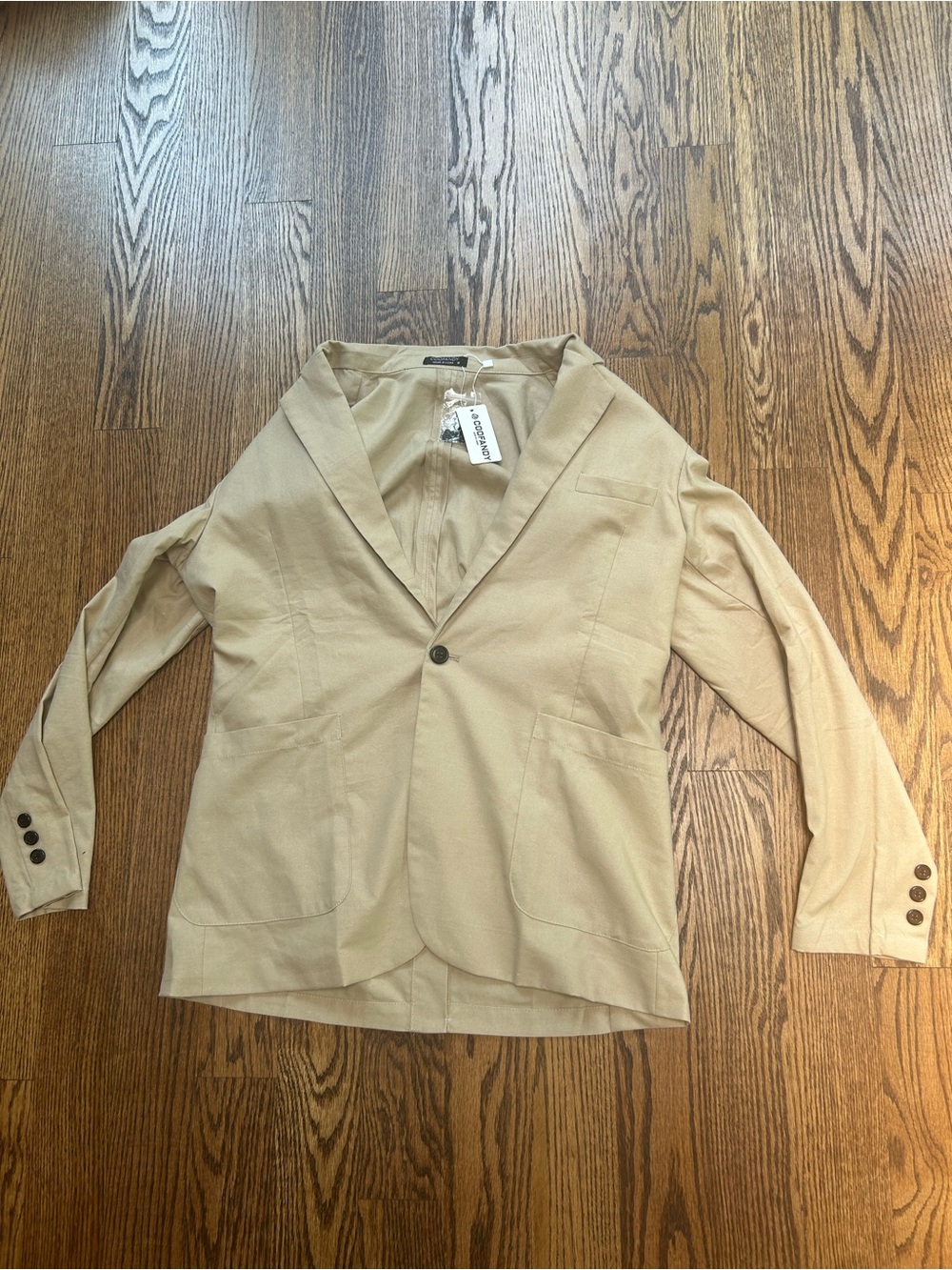 Coofcandy Men's Light Beige Performance Jacket - Single Button